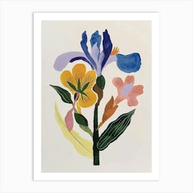 Painted Florals Iris 2 Art Print