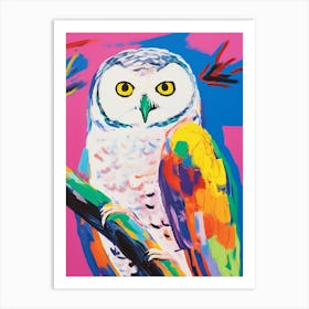 Colourful Bird Painting Snowy Owl 1 Art Print