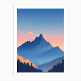 Misty Mountains Vertical Composition In Blue Tone 145 Art Print