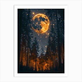 Full Moon In The Forest Art Print