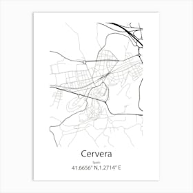 Cervera,Spain Minimalist Map Art Print