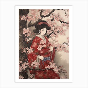 Sakura Cherry Blossom 1 Vintage Japanese Botanical And Geisha Art Print