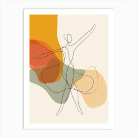 Dancer In Motion Minimalist Line Art Monoline Illustration Art Print