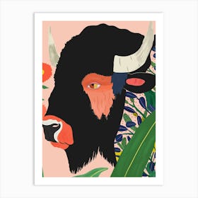 Floral Bison Art Print