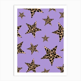 Leopard Print Stars on Purple Art Print