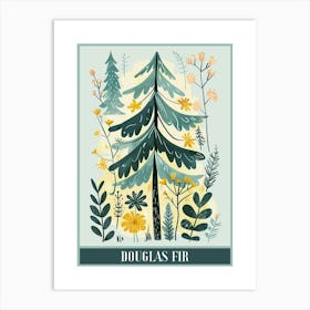 Douglas Fir Tree Illustration Flat 2 Poster Art Print