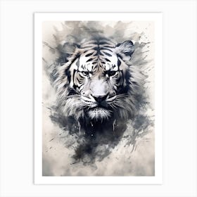 Tiger Art In Ink Wash Painting Style 3 Art Print