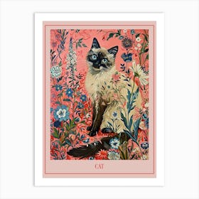 Floral Animal Painting Cat 2 Poster Art Print