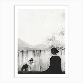 Portrait Of A Woman And Her Dog Art Print