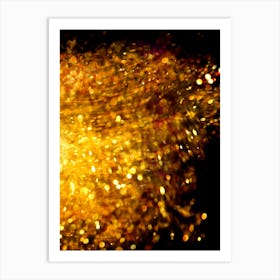 Golden Sparkles On Black Background Art Print