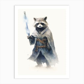 Puppy Racoon As A Jedi Watercolour 3 Art Print