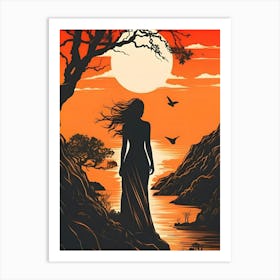 Woman At The Lake Art Print