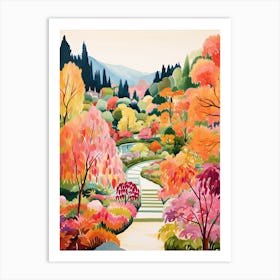 Butchart Gardens, Canada In Autumn Fall Illustration 1 Art Print