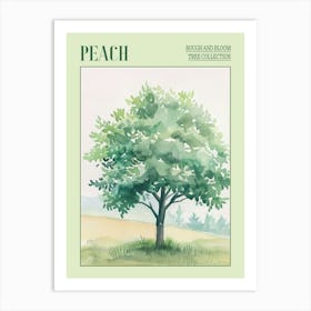 Peach Tree Atmospheric Watercolour Painting 1 Poster Art Print