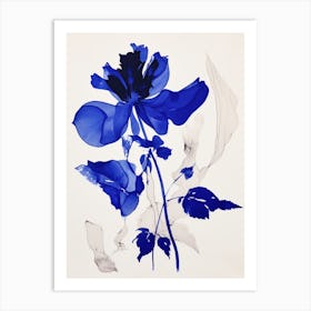 Blue Botanical Fuchsia 1 Art Print