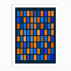 Blue and Orange Abstract Blocks Art Print