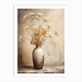 Queen Anne S Lace, Autumn Fall Flowers Sitting In A White Vase, Farmhouse Style 1 Art Print