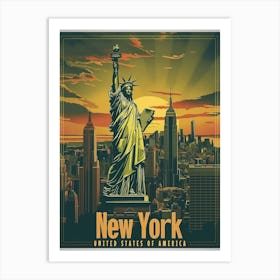 Vintage Travel Poster For New York Art Print