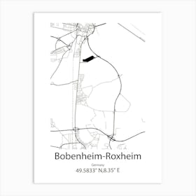 Bobenheim Roxheim,Germany Minimalist Map Art Print