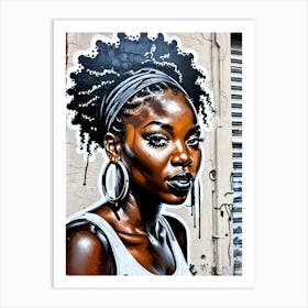 Graffiti Mural Of Beautiful Black Woman 388 Art Print