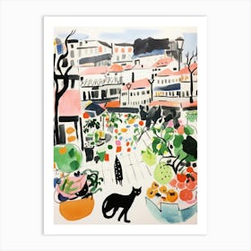 The Food Market In Paris 2 Illustration Art Print