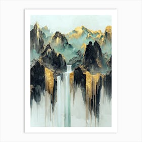 Elbrus Golden Peaks - Majestic Geometrics Art Print