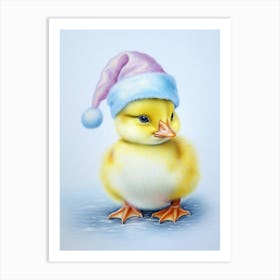 Christmas Hat Duckling 3 Art Print