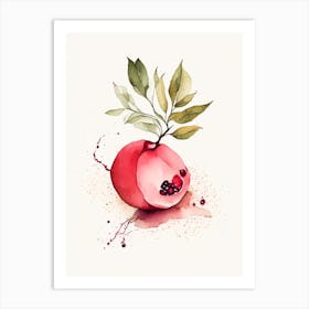 Pomegranate Herb Minimalist Watercolour 2 Art Print