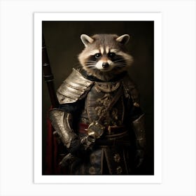 Vintage Portrait Of A Cozumel Raccoon Dressed As A Knight 4 Art Print