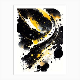 Abstract Black And Yellow Painting Art Print