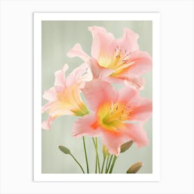 Lilies Flowers Acrylic Painting In Pastel Colours 1 Art Print