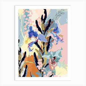 Colourful Flower Illustration Delphinium 1 Art Print