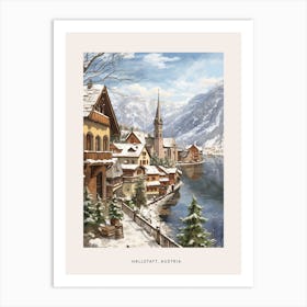 Vintage Winter Poster Hallstatt Austria 1 Art Print