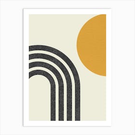 Mid-century Modern Sun and Rainbow  - Abstract Modern Minimalist Art Print