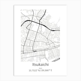 Itsukaichi,Japan Minimalist Map Affiche