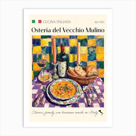 Osteria Del Vecchio Mulino Trattoria Italian Poster Food Kitchen Art Print