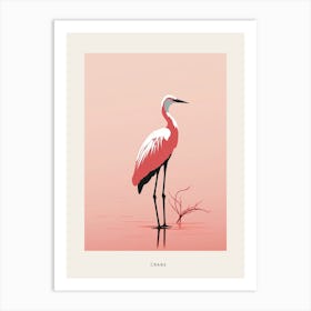 Minimalist Crane 3 Bird Poster Art Print