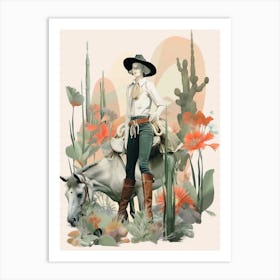 Collage Of Cowgirl Cactus 1 Art Print