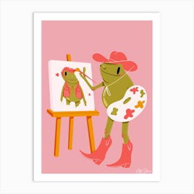 Cowboy Frog Artist Art Print