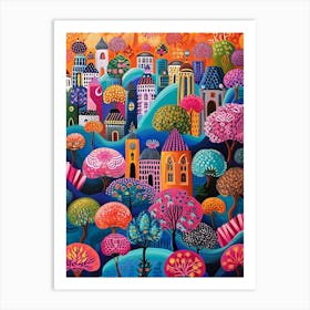 Kitsch Colourful Bangkok Inspired Cityscape  3 Art Print