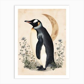 Adlie Penguin Half Moon Island Vintage Botanical Painting 2 Art Print