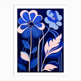 Blue Flower Illustration Monkey Orchid 3 Art Print