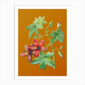 Vintage Lavatera Phoenicea Botanical on Sunset Orange n.0292 Art Print