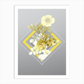 Botanical Macartney Rose in Yellow and Gray Gradient n.066 Art Print