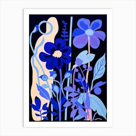 Blue Flower Illustration Iris 2 Art Print