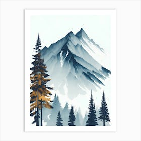 Mountain And Forest In Minimalist Watercolor Vertical Composition 239 Art Print