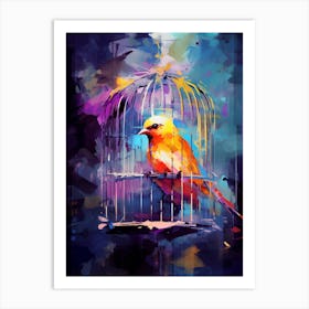 Colourful Watercolour Bird Cage 2 Art Print