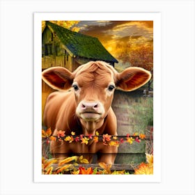 Cow In Autumn Art Print