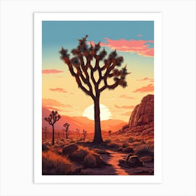  Retro Illustration Of A Joshua Tree At Dusk 6 Art Print
