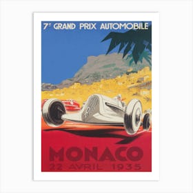 Grand Prix Automobile Monaco 1935 Vintage Poster Art Print